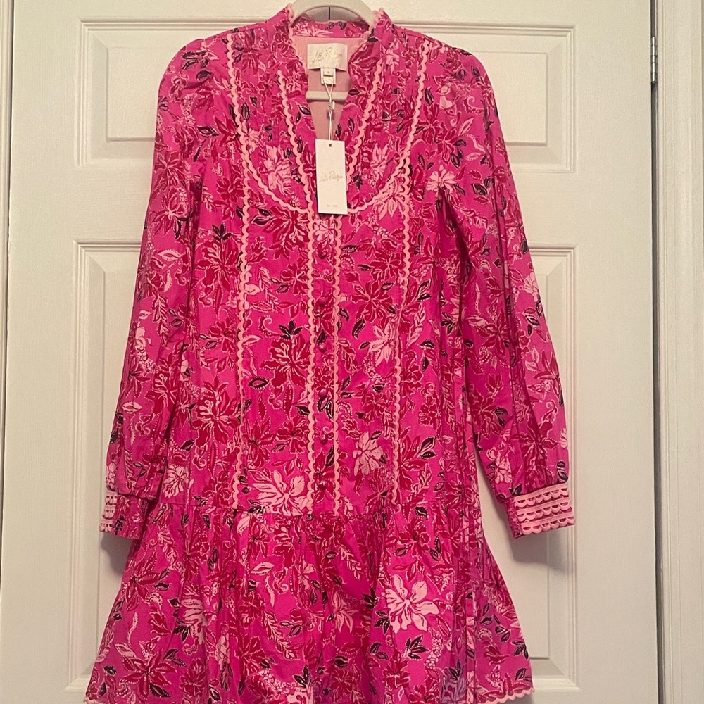 Lilly Pulitzer Pink Floral Long Sleeve Dress